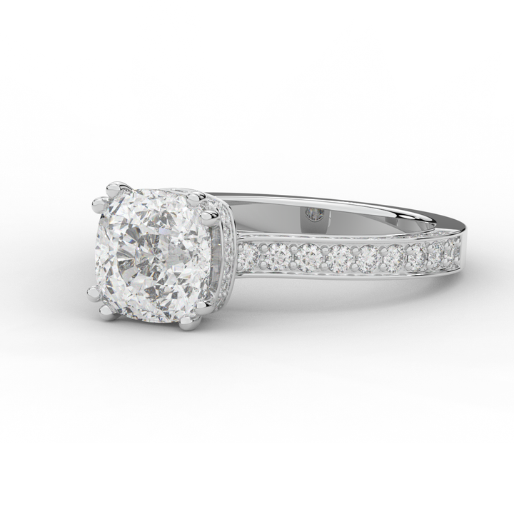 2.60CT.TW CUSHION LAB DIAMOND SOLITAIRE ENGAGEMENT RING - Nazarelle