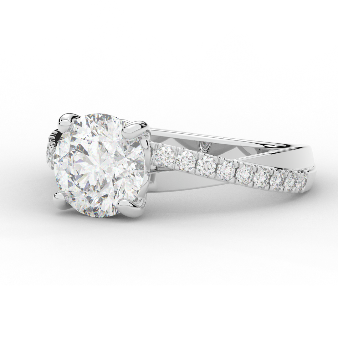 2.20CT.TW ROUND LAB DIAMOND TWISTBAND ENGAGEMENT RING