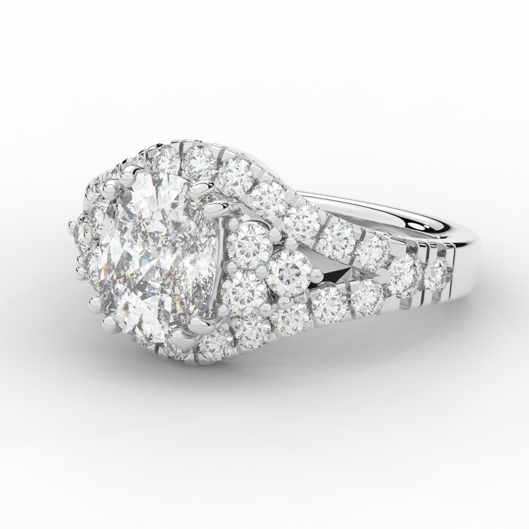 3.10CT.TW CUSHION LAB DIAMOND HALO ENGAGEMENT RING - Nazarelle
