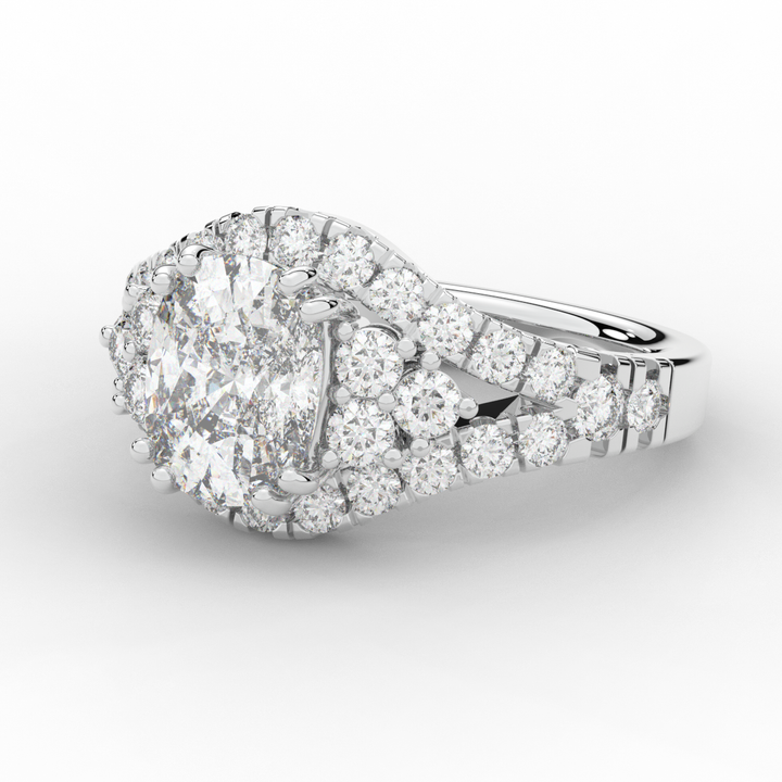3.10CT.TW CUSHION LAB DIAMOND HALO ENGAGEMENT RING - Nazarelle