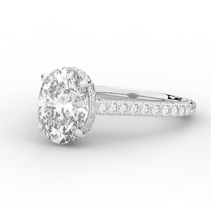 4.00CT.TW OVAL LAB DIAMOND UNDERHALO SOLITAIRE ENGAGEMENT RING - Nazarelle