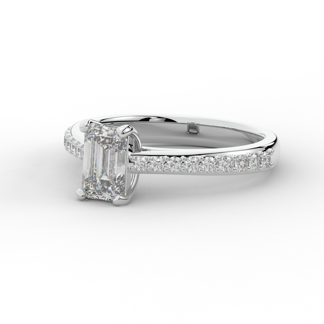1.25CT.TW EMERALD CUT LAB DIAMOND SOLITAIRE ENGAGEMENT RING - Nazarelle