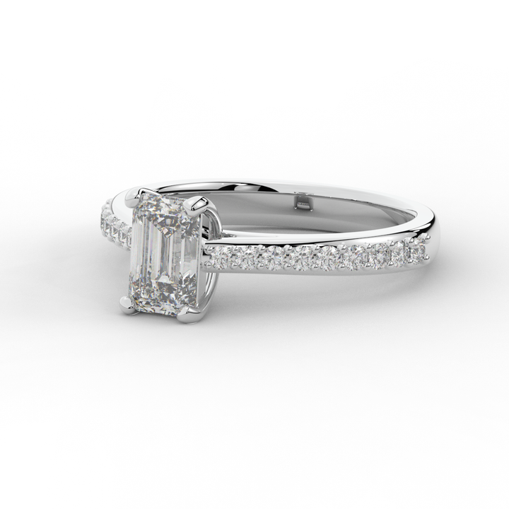 1.25CT.TW EMERALD CUT LAB DIAMOND SOLITAIRE ENGAGEMENT RING - Nazarelle