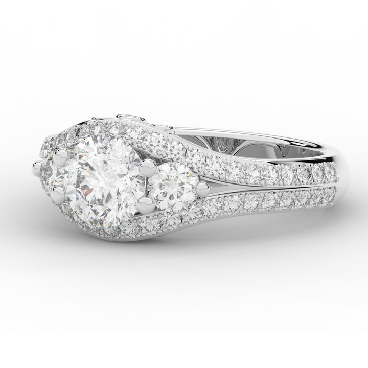 1.90CT.TW ROUND LAB DIAMOND THREE STONE ENGAGEMENT RING - Nazarelle