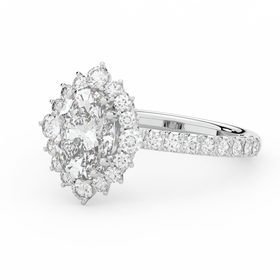 2.80CT.TW OVAL LAB DIAMOND HALO ENGAGEMENT RING - Nazarelle