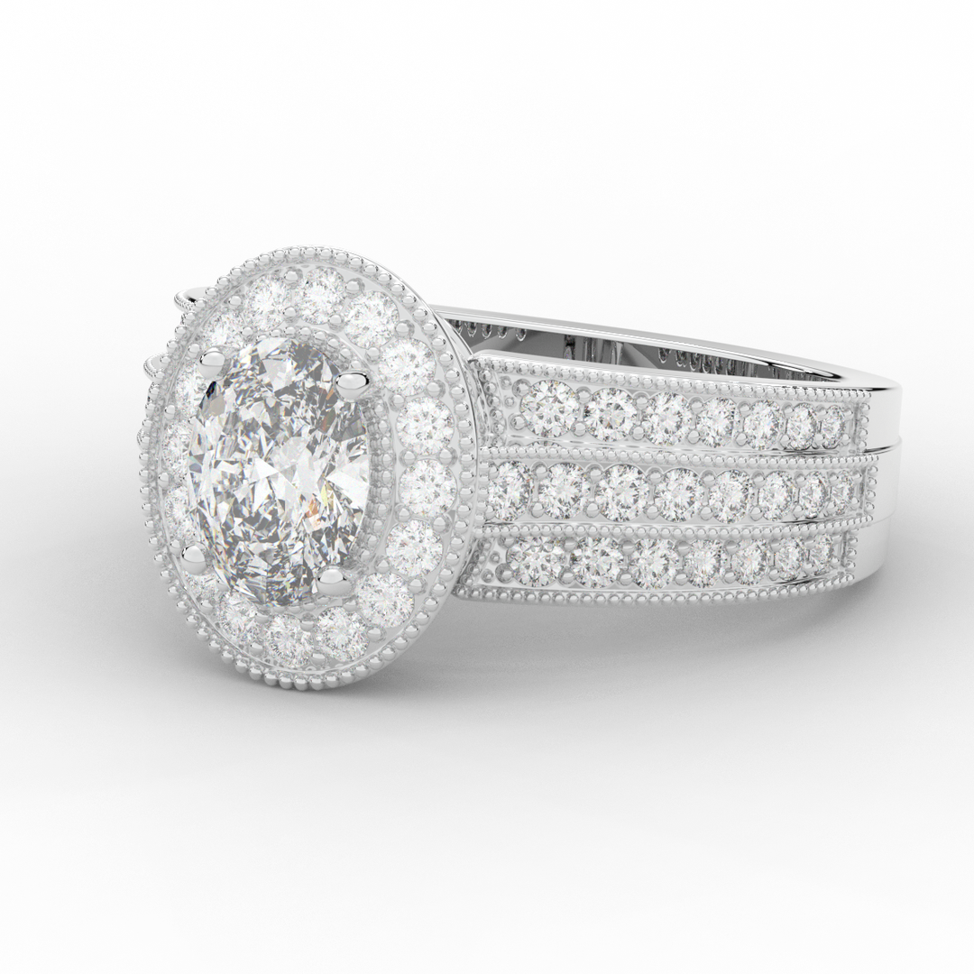 1.80CT.TW OVAL LAB DIAMOND HALO ENGAGEMENT RING - Nazarelle