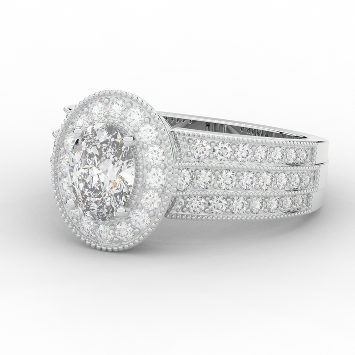 1.80CT.TW OVAL LAB DIAMOND HALO ENGAGEMENT RING - Nazarelle