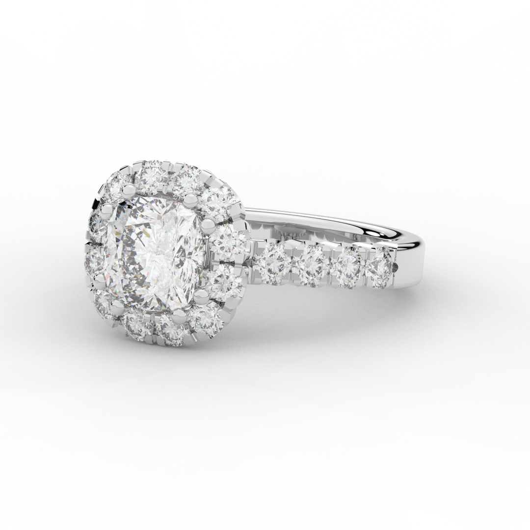 3.45CT.TW CUSHION LAB DIAMOND HALO ENGAGEMENT RING - Nazarelle