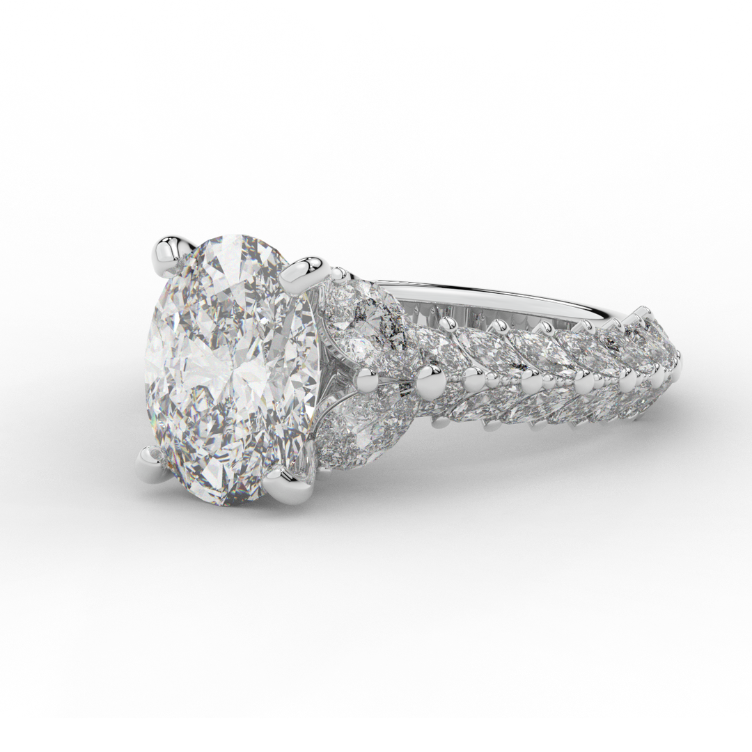 5.25CT.TW OVAL LAB DIAMOND HALO ENGAGEMENT RING - Nazarelle