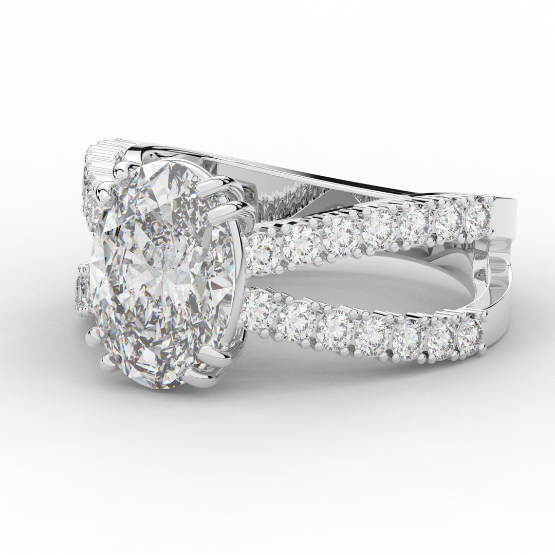 3.75CT.TW OVAL LAB DIAMOND SPLIT BAND ENGAGEMENT RING