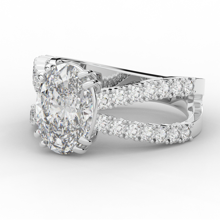 3.75CT.TW OVAL LAB DIAMOND SPLIT BAND ENGAGEMENT RING