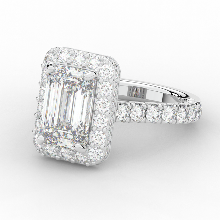 4.50CT.TW EMERALD CUT LAB DIAMOND HALO ENGAGEMENT RING - Nazarelle
