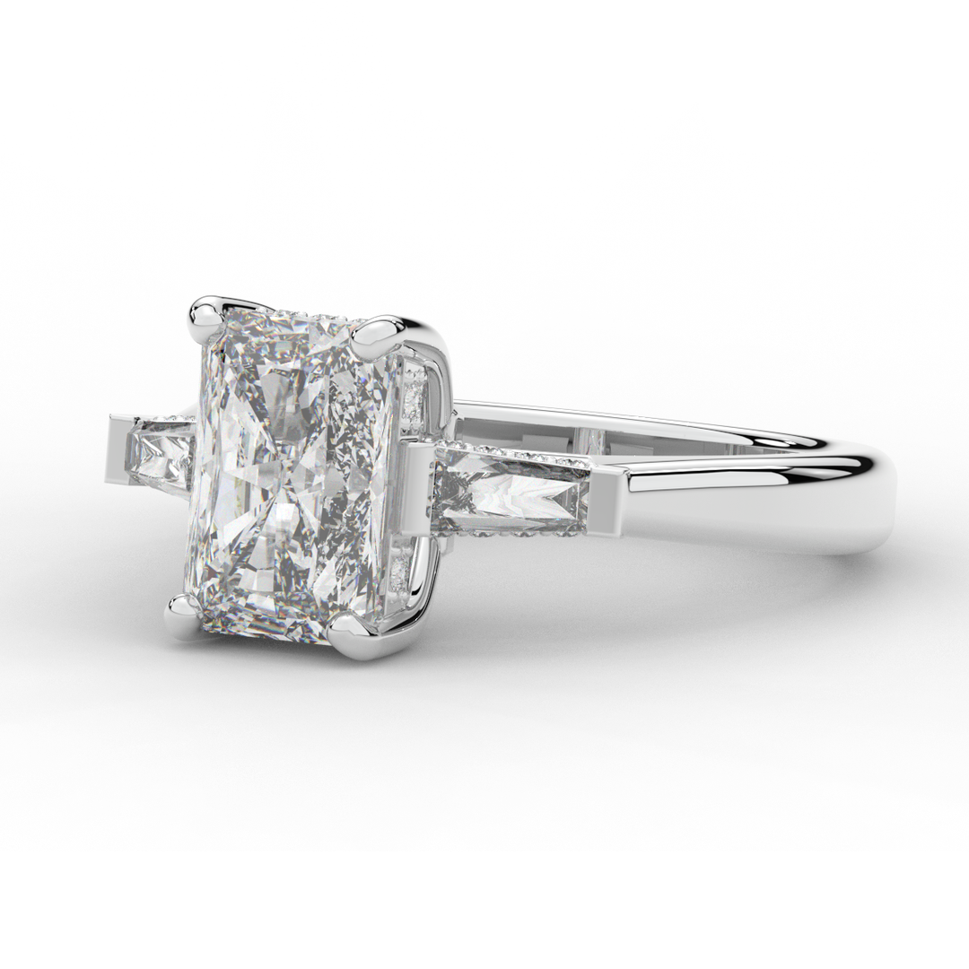 3.45CT.TW RADIANT LAB DIAMOND 3 STONE ENGAGEMENT RING - Nazarelle