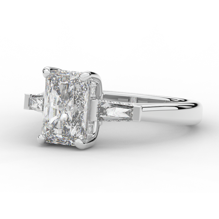 3.45CT.TW RADIANT LAB DIAMOND 3 STONE ENGAGEMENT RING - Nazarelle