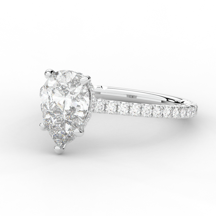 2.50CT.TW PEAR LAB DIAMOND UNDERHALO SOLITAIRE ENGAGEMENT RING - Nazarelle