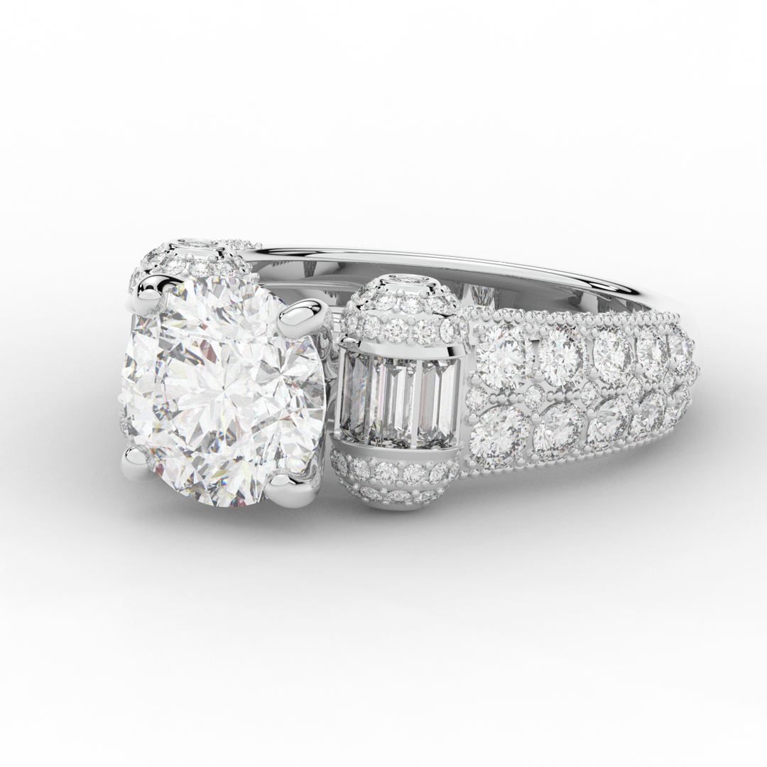 4.75CT.TW ROUND LAB DIAMOND ENGAGEMENT RING - Nazarelle