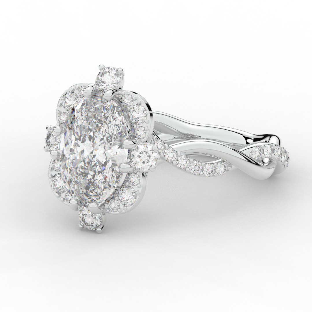 2.70CT.TW OVAL LAB DIAMOND HALO ENGAGEMENT RING - Nazarelle