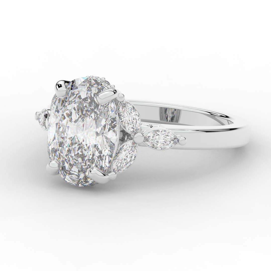 2.85CT.TW OVAL LAB DIAMOND ENGAGEMENT RING - Nazarelle