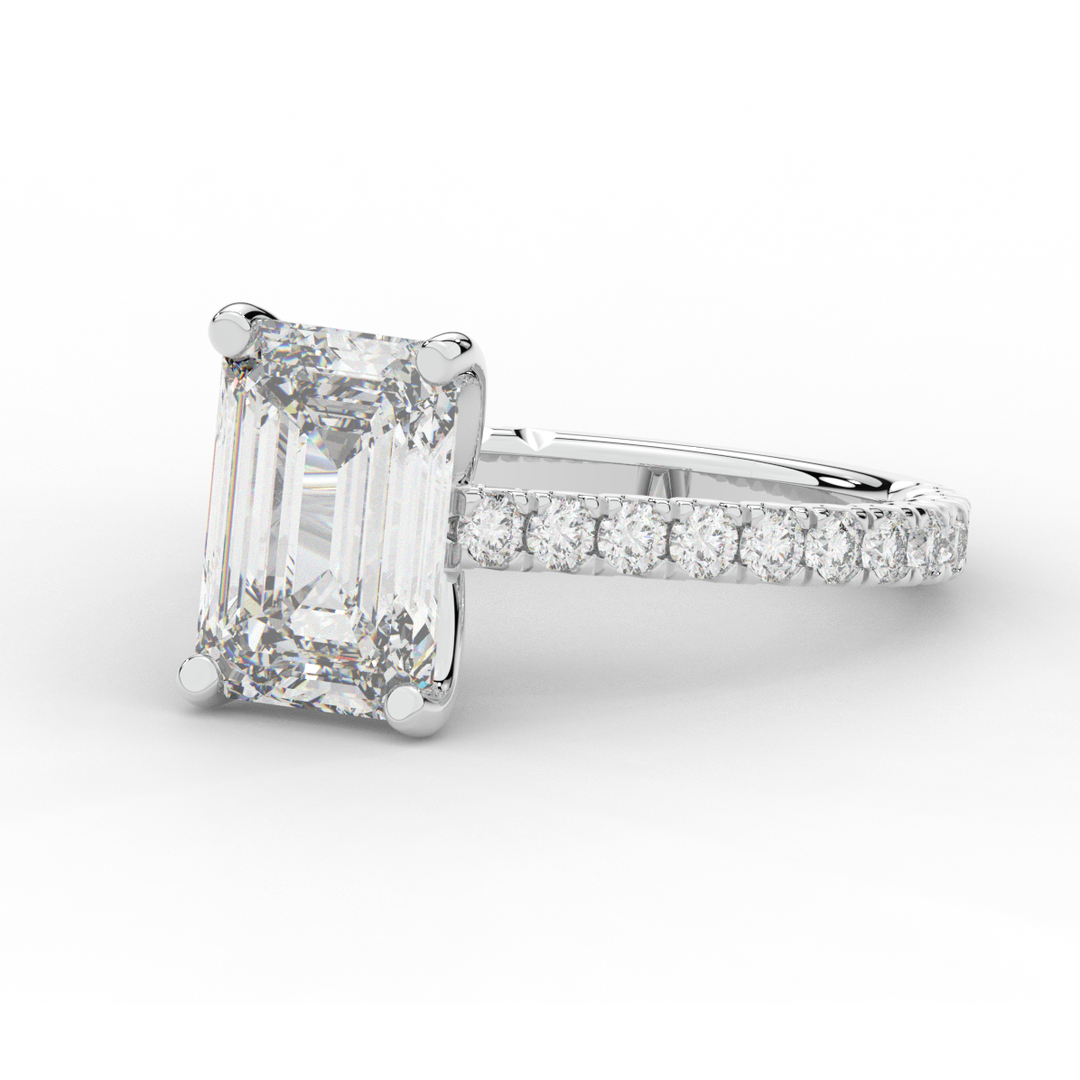 4.25CT.TW EMERALD CUT LAB DIAMOND SOLITAIRE ENGAGEMENT RING - Nazarelle