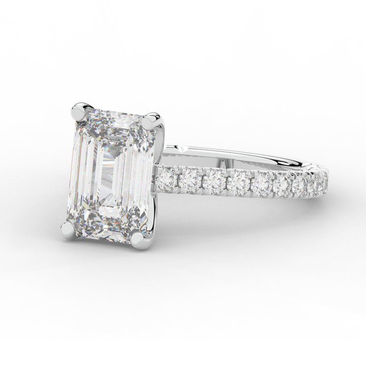 4.25CT.TW EMERALD CUT LAB DIAMOND SOLITAIRE ENGAGEMENT RING - Nazarelle
