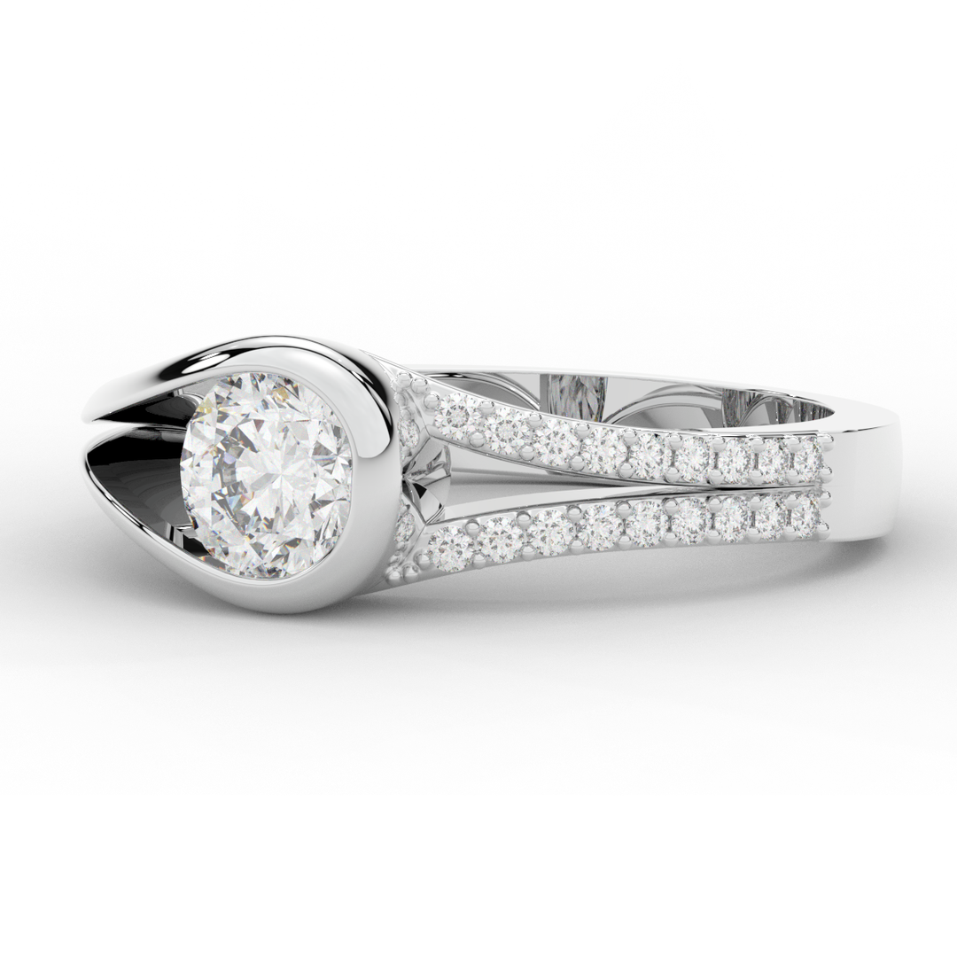 1.10CT.TW ROUND LAB DIAMOND SOLITAIRE ENGAGEMENT RING - Nazarelle