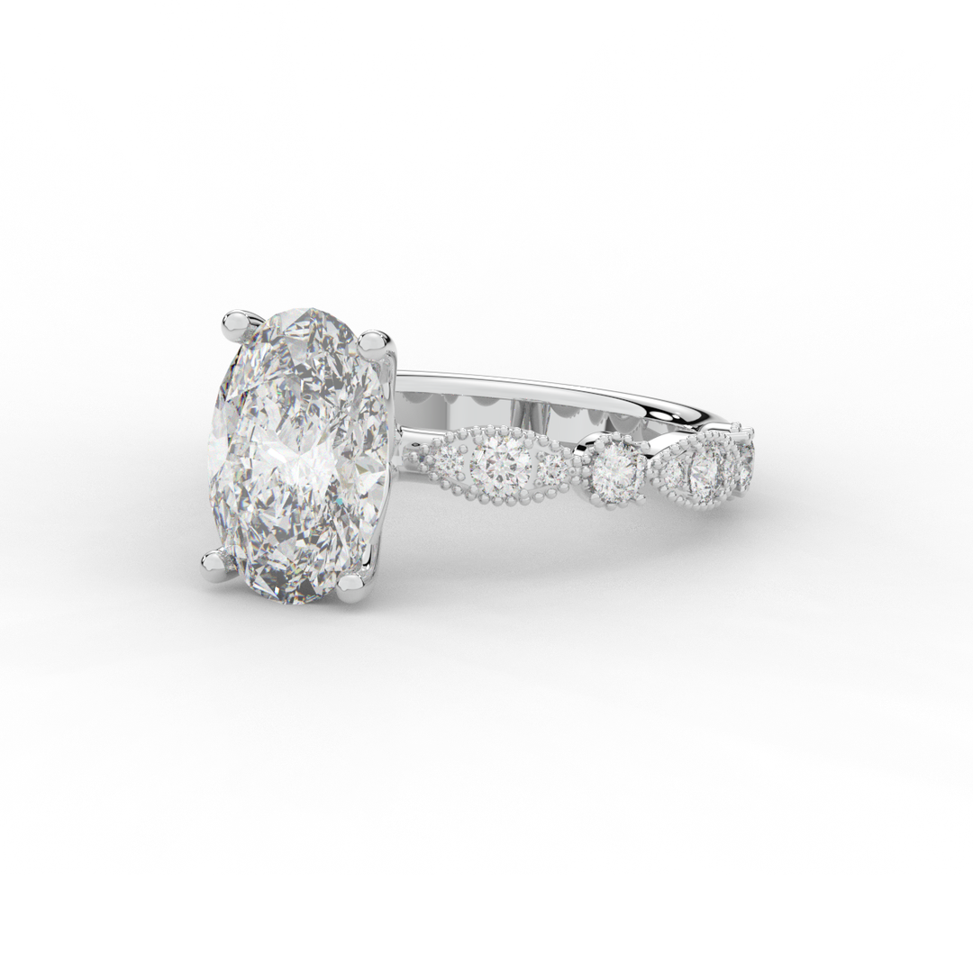 3.50CT.TW OVAL LAB DIAMOND SOLITAIRE ENGAGEMENT RING - Nazarelle