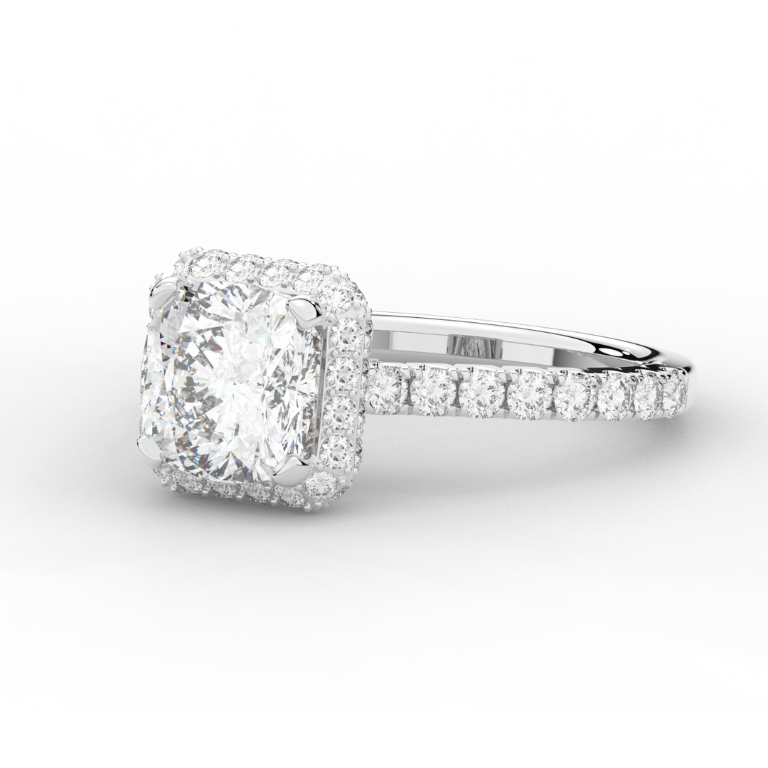 2.75CT.TW CUSHION LAB DIAMOND HALO ENGAGEMENT RING - Nazarelle