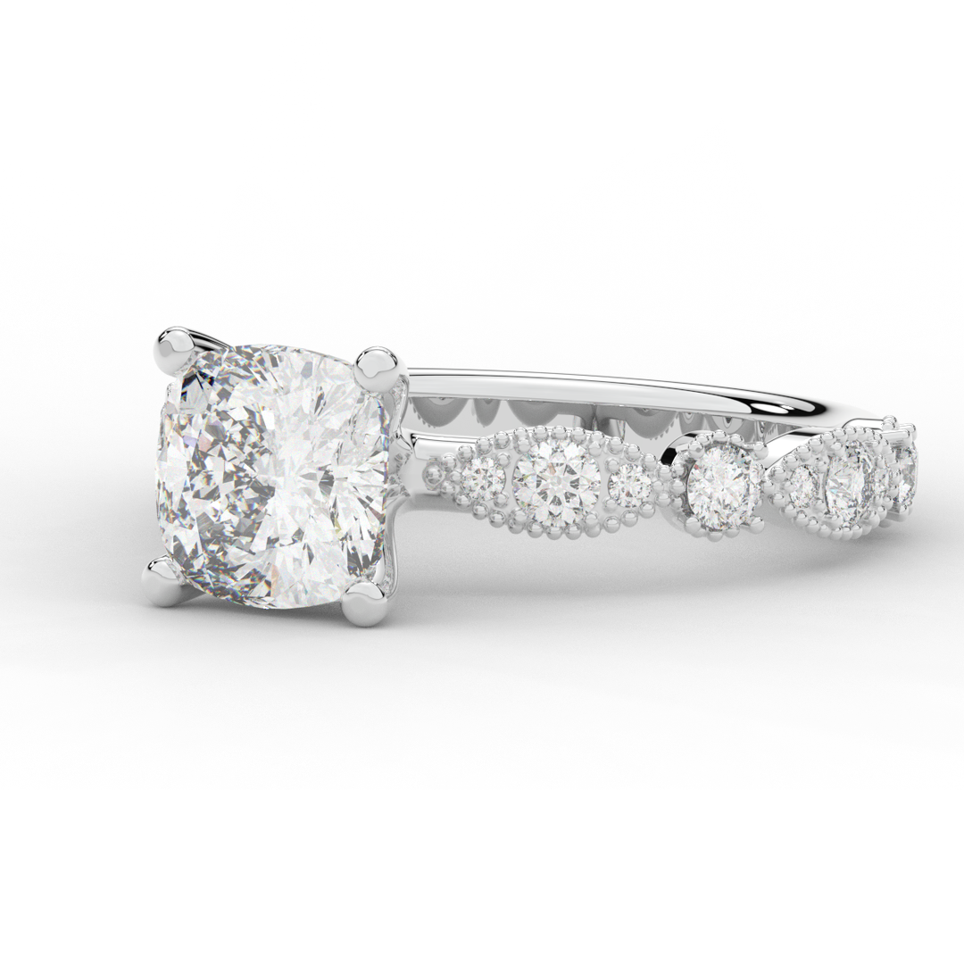 2.50CT.TW CUSHION LAB DIAMOND SOLITAIRE ENGAGEMENT RING - Nazarelle