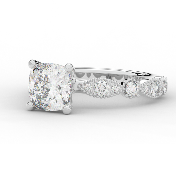 2.50CT.TW CUSHION LAB DIAMOND SOLITAIRE ENGAGEMENT RING - Nazarelle