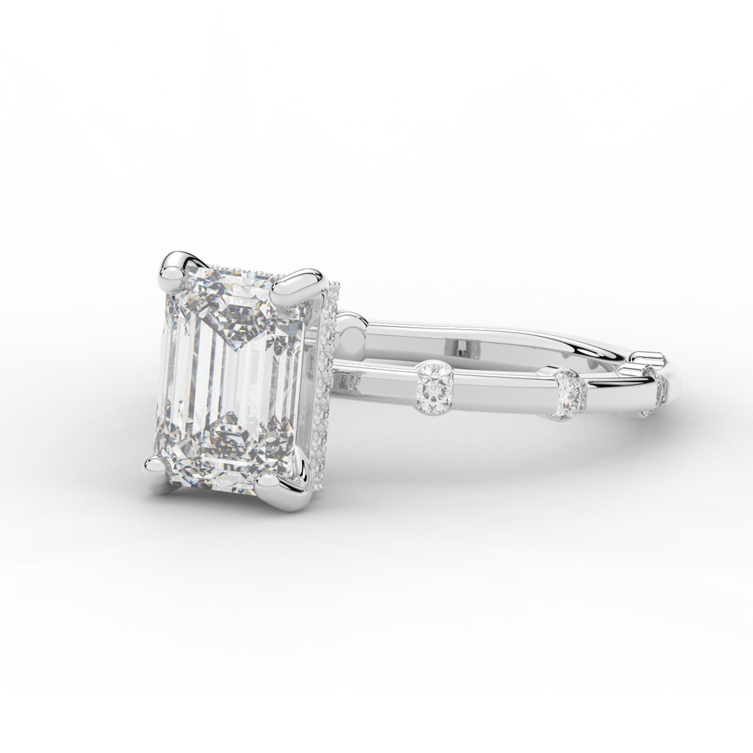 2.60CT.TW RADIANT LAB DIAMOND UNDERHALO SOLITAIRE ENGAGEMENT RING - Nazarelle
