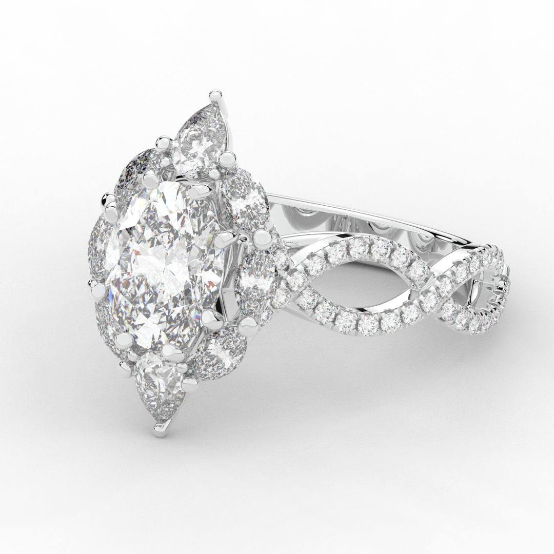 3.00CT.TW OVAL LAB DIAMOND HALO ENGAGEMENT RING - Nazarelle