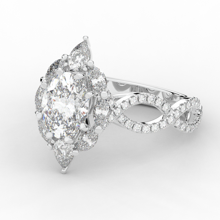 3.00CT.TW OVAL LAB DIAMOND HALO ENGAGEMENT RING - Nazarelle