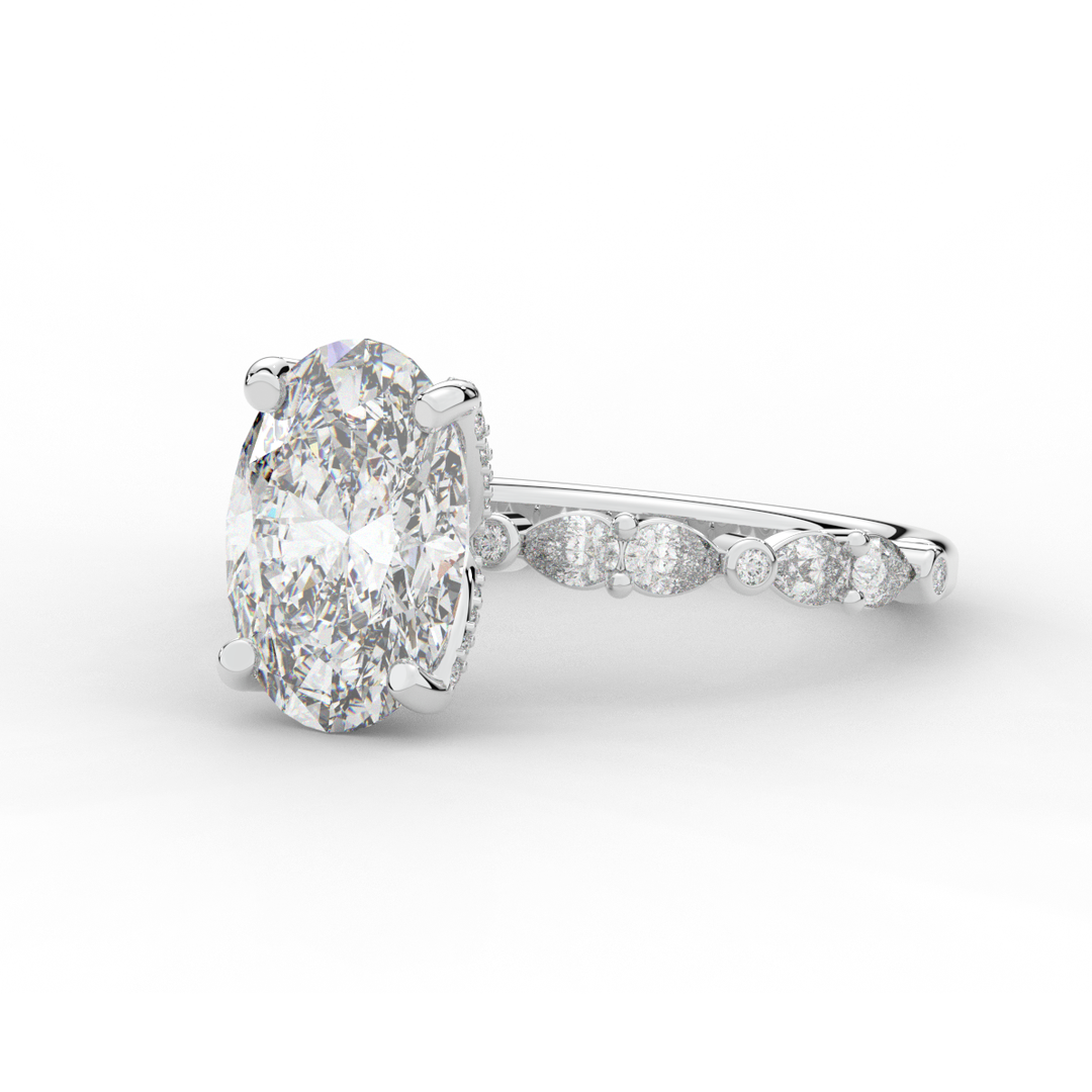 3.60CT.TW OVAL LAB DIAMOND SOLITAIRE ENGAGEMENT RING - Nazarelle