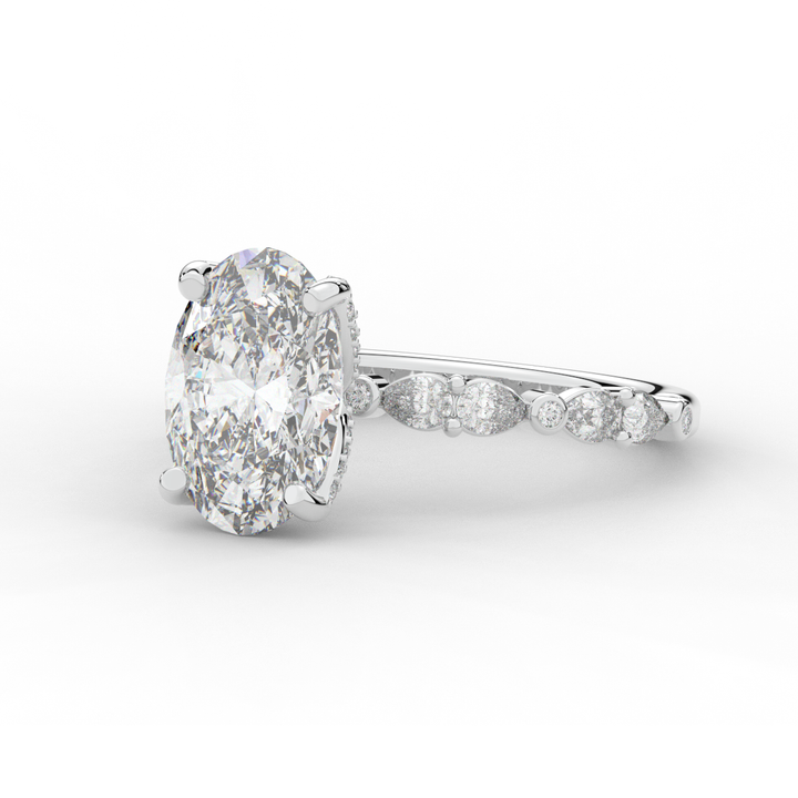 3.60CT.TW OVAL LAB DIAMOND SOLITAIRE ENGAGEMENT RING - Nazarelle