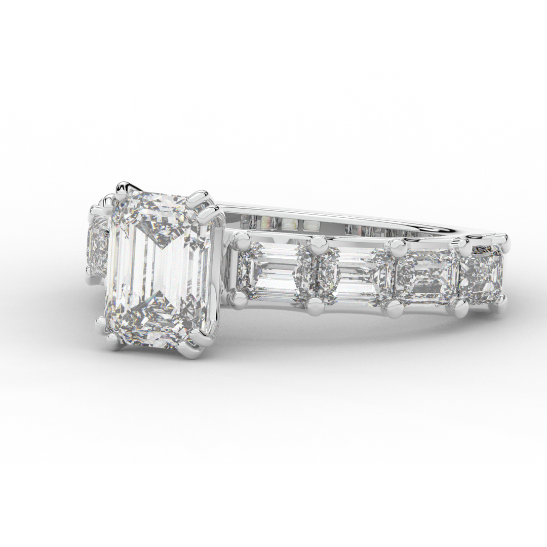 3.75CT.TW EMERALD CUT LAB DIAMOND SOLITAIRE ENGAGEMENT RING
