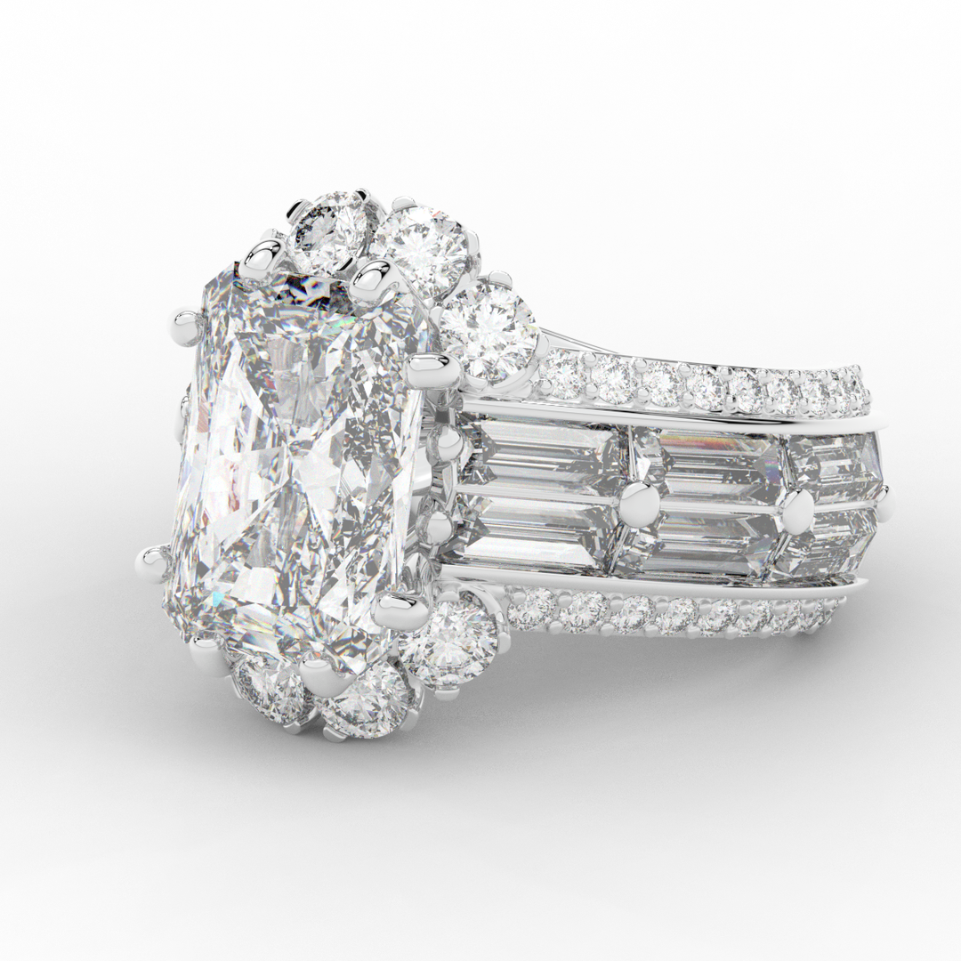 8.25CT.TW RADIANT LAB DIAMOND HALO ENGAGEMENT RING - Nazarelle
