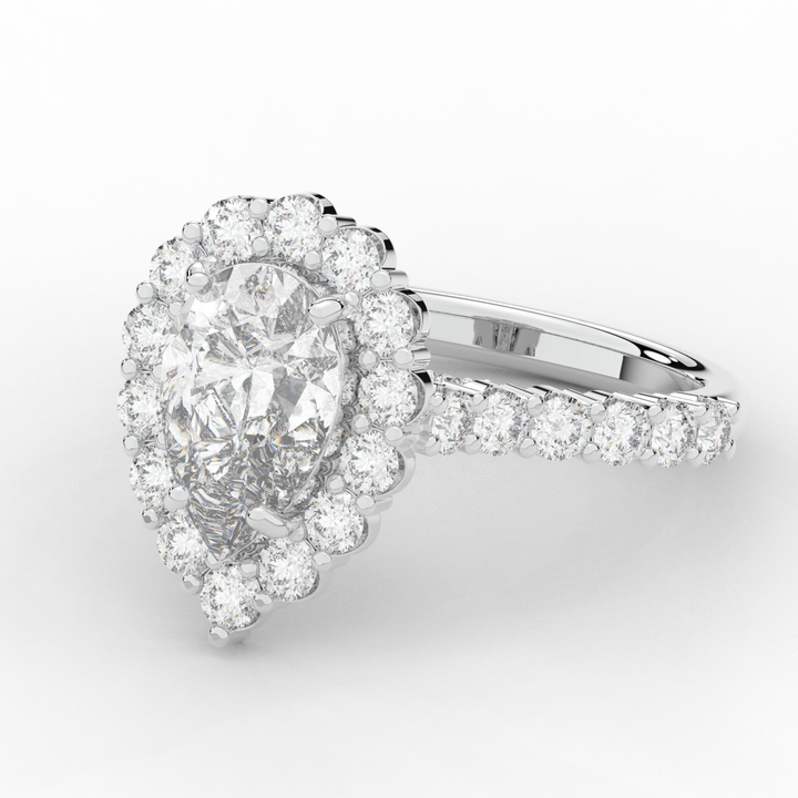 3.10CT.TW PEAR LAB DIAMOND HALO ENGAGEMENT RING - Nazarelle
