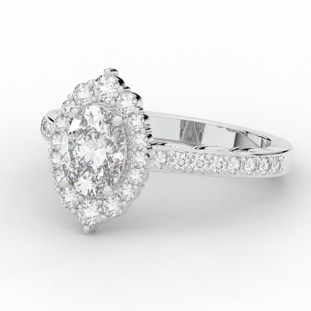 1.75CT.TW OVAL LAB DIAMOND HALO ENGAGEMENT RING - Nazarelle