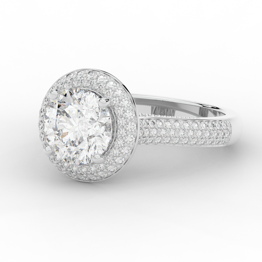 2.45CT.TW ROUND LAB DIAMOND HALO ENGAGEMENT RING - Nazarelle