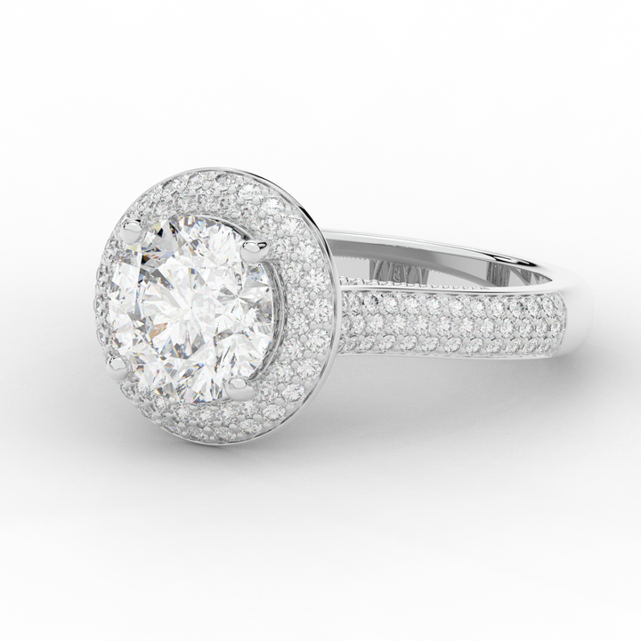 2.45CT.TW ROUND LAB DIAMOND HALO ENGAGEMENT RING - Nazarelle