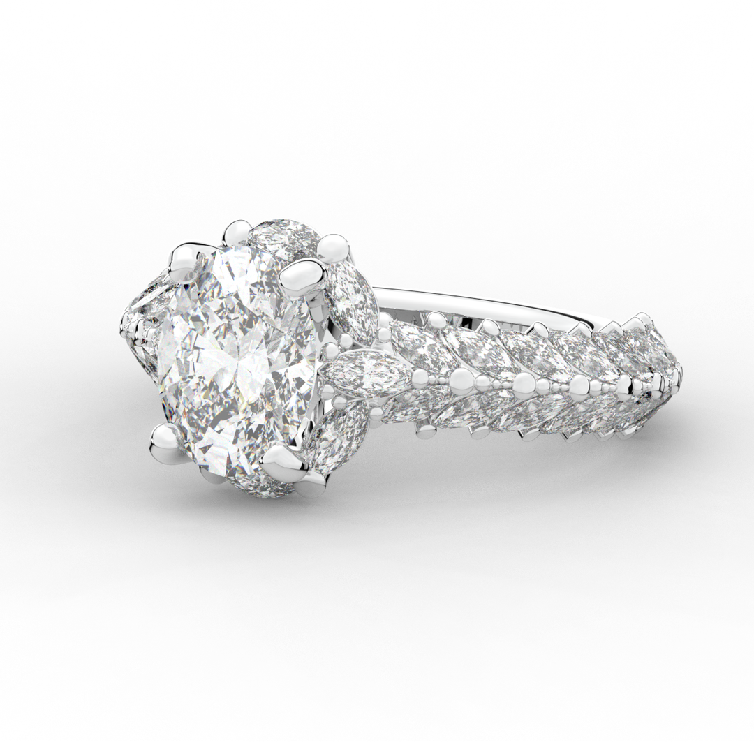 3.10CT.TW OVAL LAB DIAMOND HALO ENGAGEMENT RING - Nazarelle