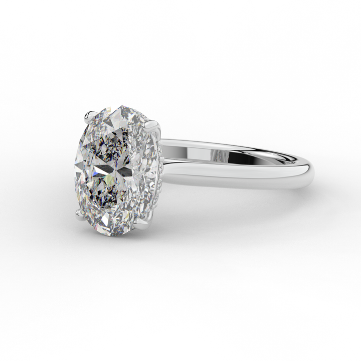2.05CT.TW OVAL LAB DIAMOND UNDERHALO ENGAGEMENT RING - Nazarelle
