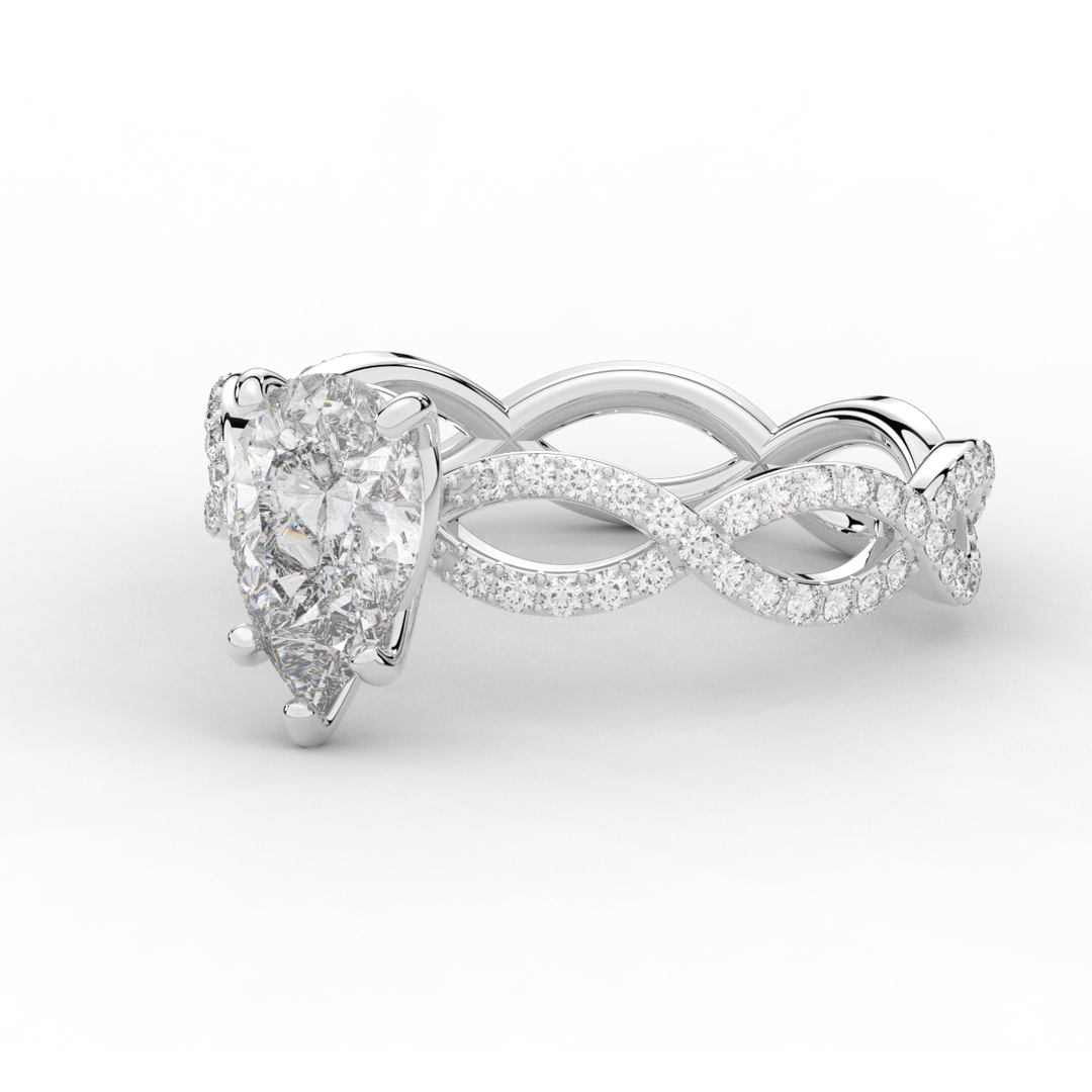 1.30CT.TW PEAR LAB DIAMOND TWIST BAND ENGAGEMENT RING - Nazarelle