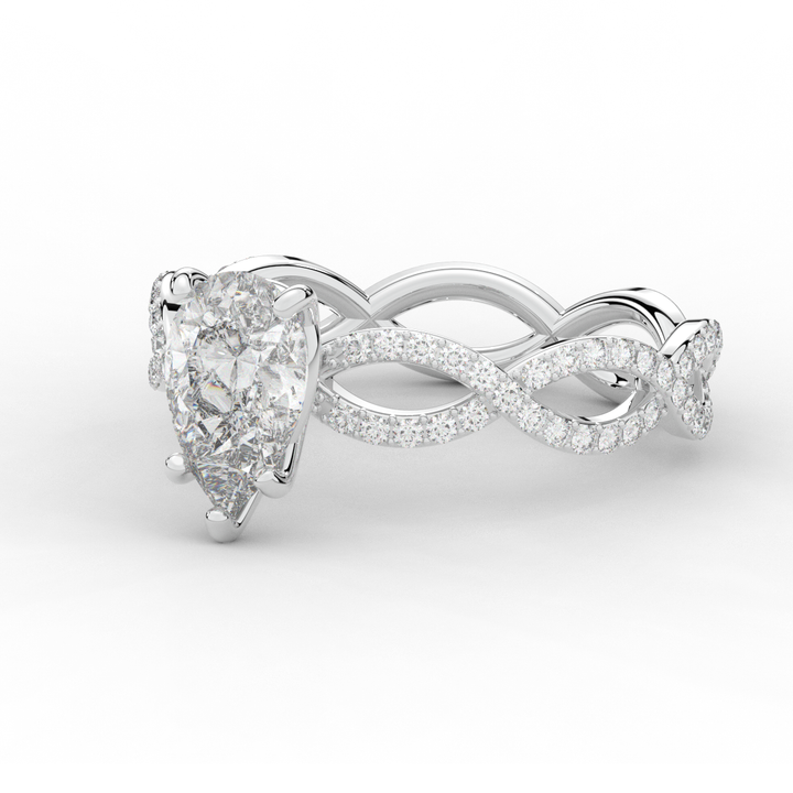 1.30CT.TW PEAR LAB DIAMOND TWIST BAND ENGAGEMENT RING - Nazarelle
