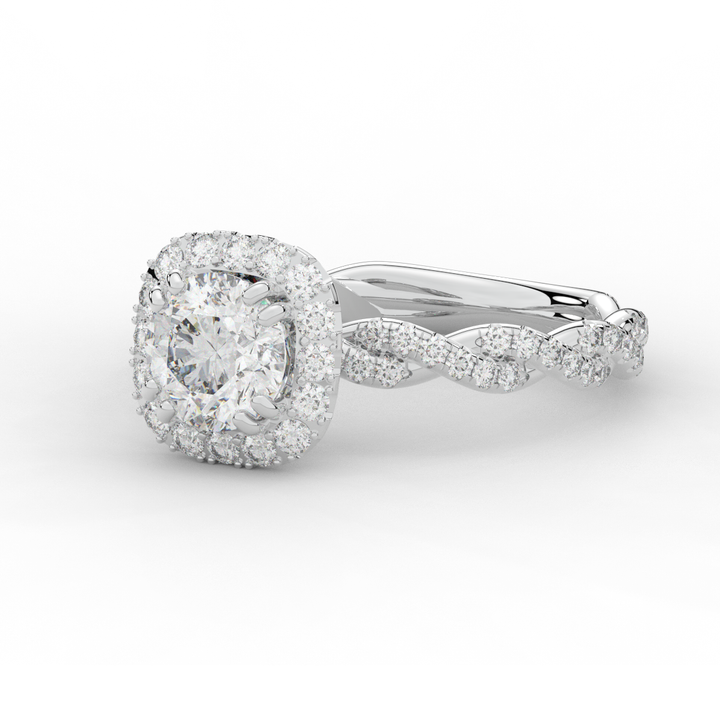 1.55CT.TW ROUND LAB DIAMOND HALO TWIST ENGAGEMENT RING - Nazarelle