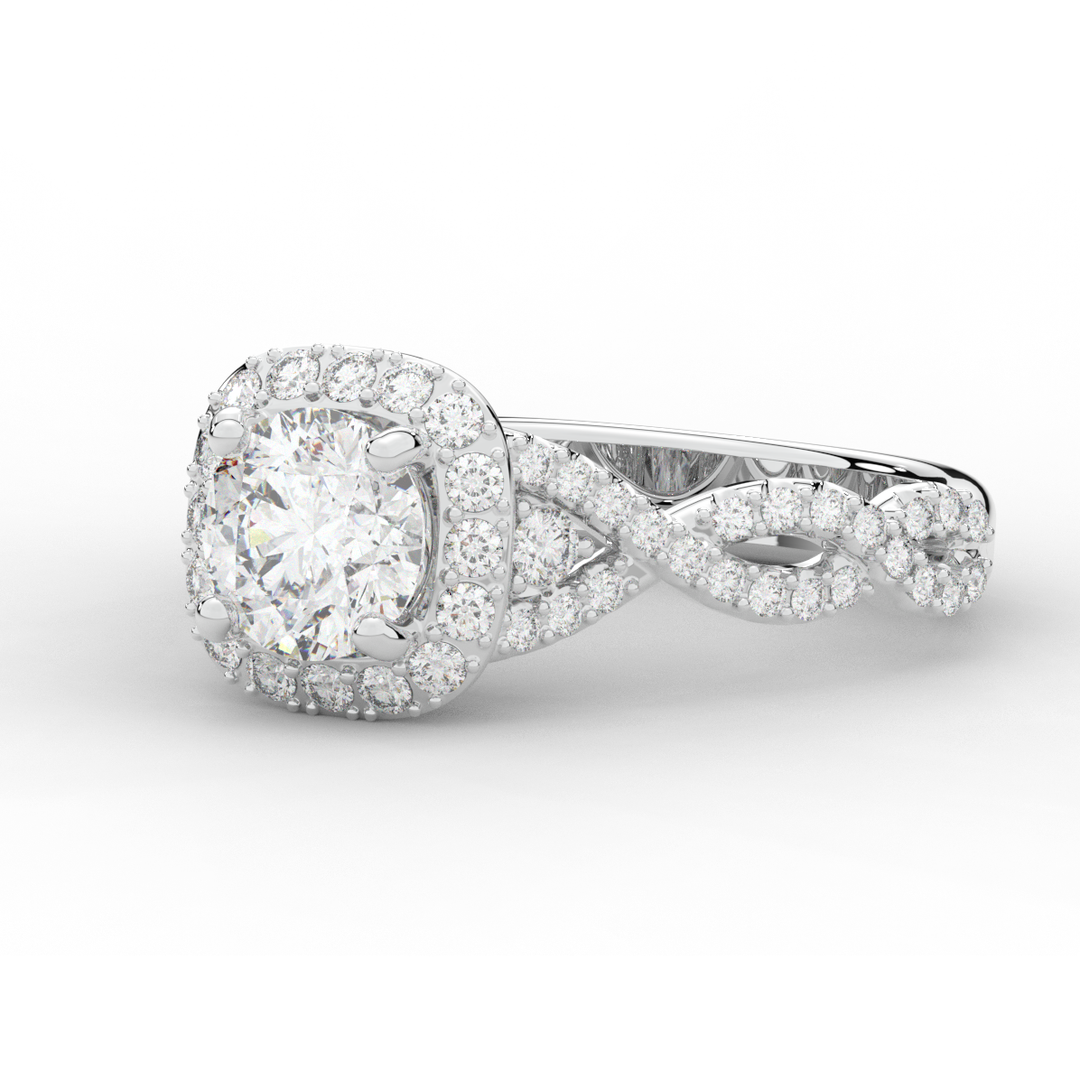 1.30CT.TW ROUND LAB DIAMOND HALO ENGAGEMENT RING - Nazarelle
