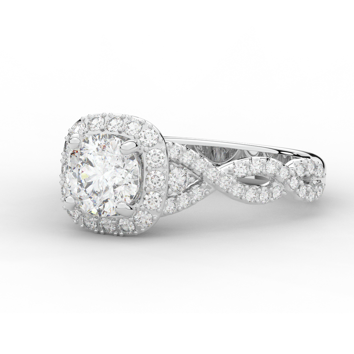 1.30CT.TW ROUND LAB DIAMOND HALO ENGAGEMENT RING - Nazarelle