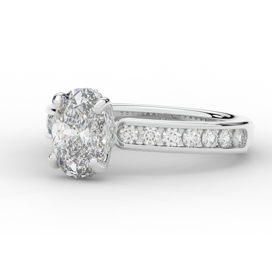 1.95CT.TW OVAL LAB DIAMOND UNDERHALO ENGAGEMENT RING - Nazarelle