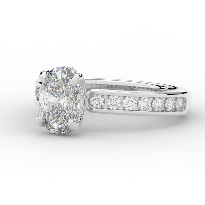1.95CT.TW OVAL LAB DIAMOND UNDERHALO ENGAGEMENT RING - Nazarelle