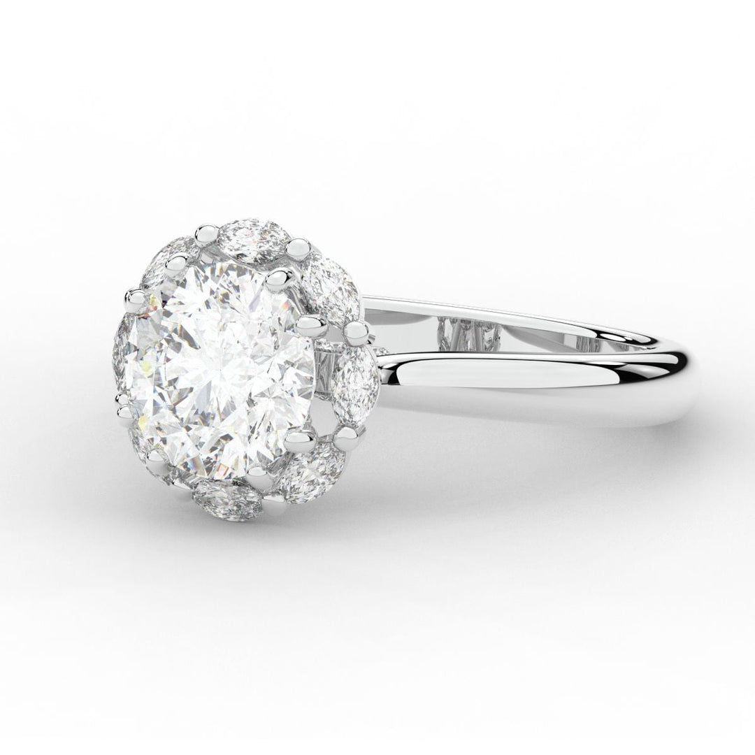 2.40CT.TW ROUND LAB DIAMOND HALO ENGAGEMENT RING - Nazarelle